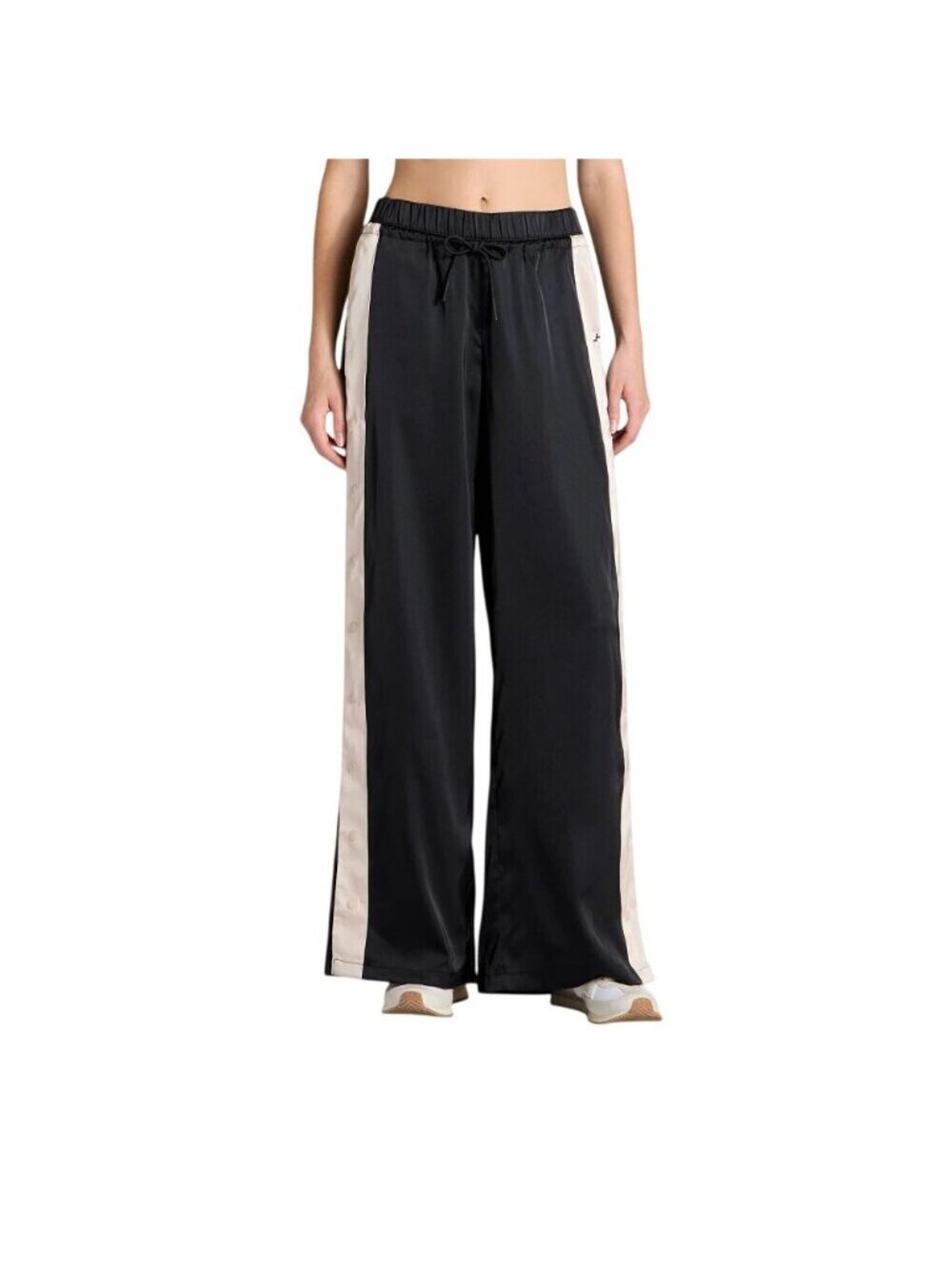 NWT Joylab Womens Low-Rise Satin Tear Away Track Pants 94628888 Black / Tan 2XS